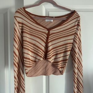 Striped Brown and Beige Women's Top